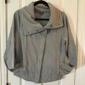 Eddie Bauer Asymmetrical Funnel Neck Jacket - EUC - M - Light Grey